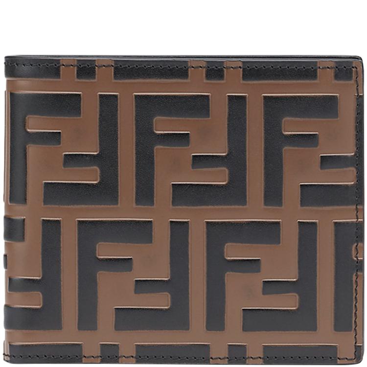 Pre Owned Fendi Two Tone Zucca Leather Bifold Wallet
