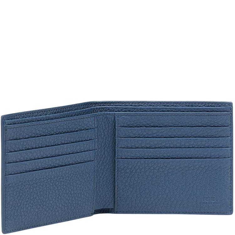Pre Owned Fendi Blue Roman Leather Bifold Wallet