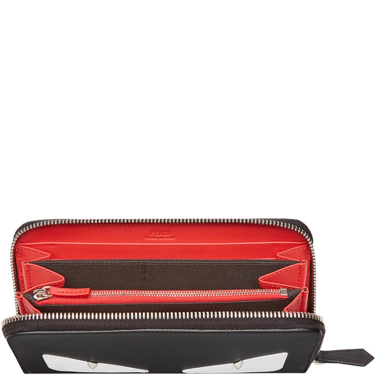 Fendi Black Leather Bag Bugs Eyes Zip-Around Wallet Fendi | TLC Fendi Black Leather Bag Bugs Eyes Zip-Around Wallet Fendi | TLC