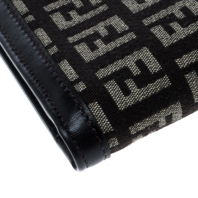 Pre Owned Fendi Tobacco Zucchino Canvas Bi-Fold Wallet