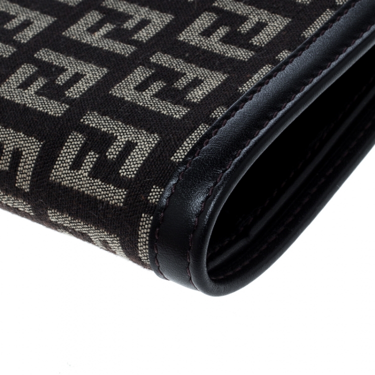 Pre Owned Fendi Tobacco Zucchino Canvas Bi-Fold Wallet