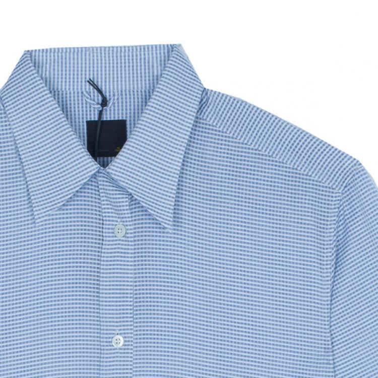 Pre Owned Fendi Light Blue Check Shirt EU40