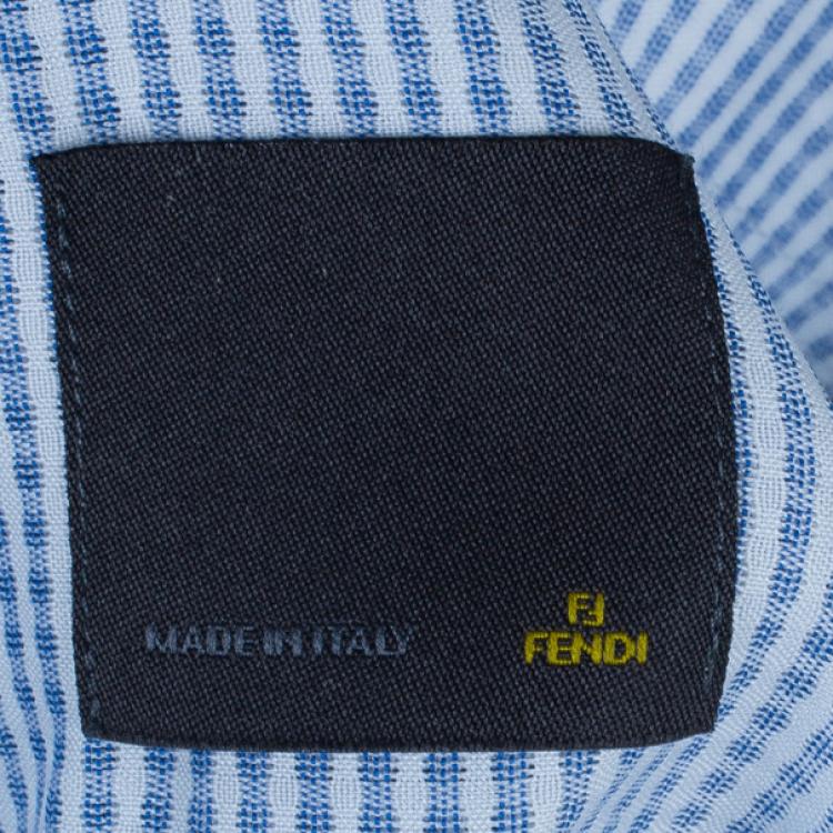 Pre Owned Fendi Light Blue Check Shirt EU40