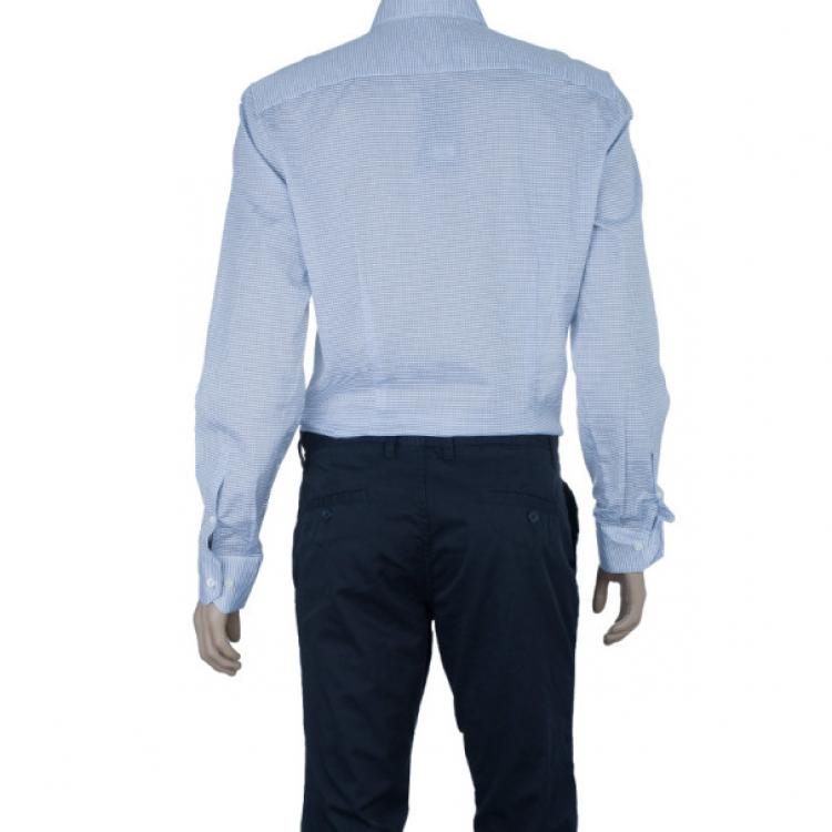 Pre Owned Fendi Light Blue Check Shirt EU41