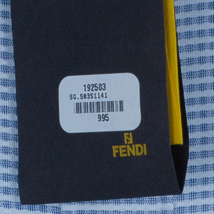 Pre Owned Fendi Light Blue Check Shirt EU41