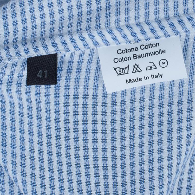 Pre Owned Fendi Light Blue Check Shirt EU41