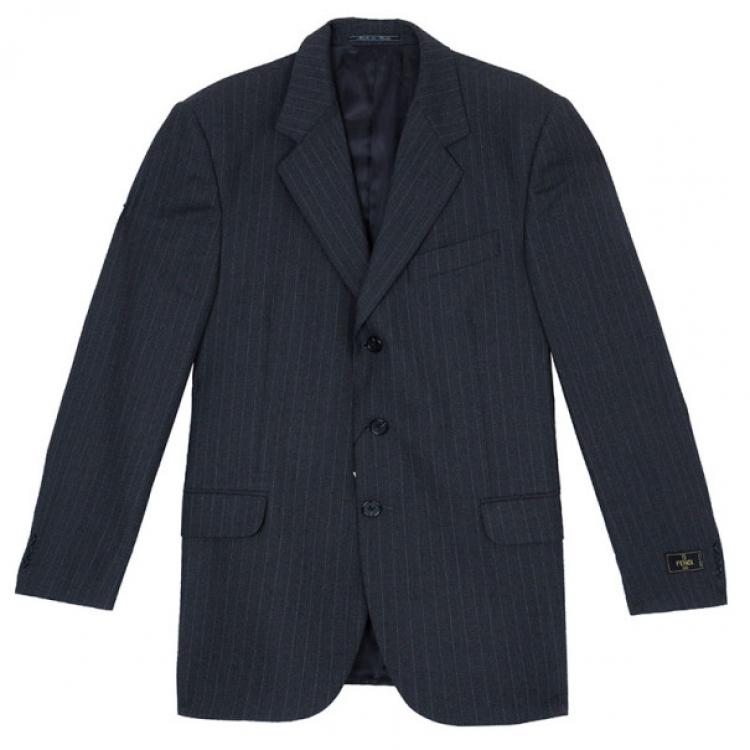 Pre Owned Fendi Uomo Pinstriped Grey Suit EU52