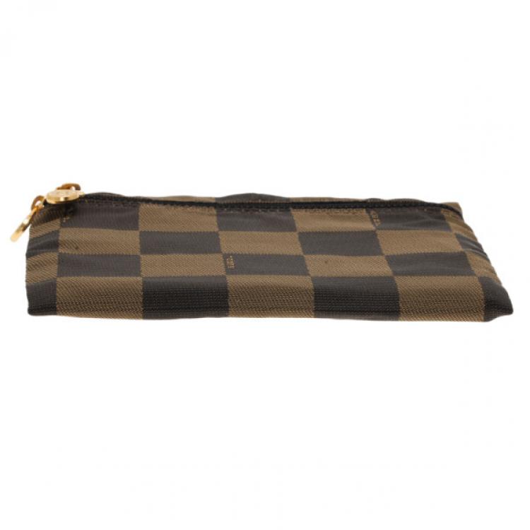Pre Owned Fendi Brown Checkered Vintage Pouch