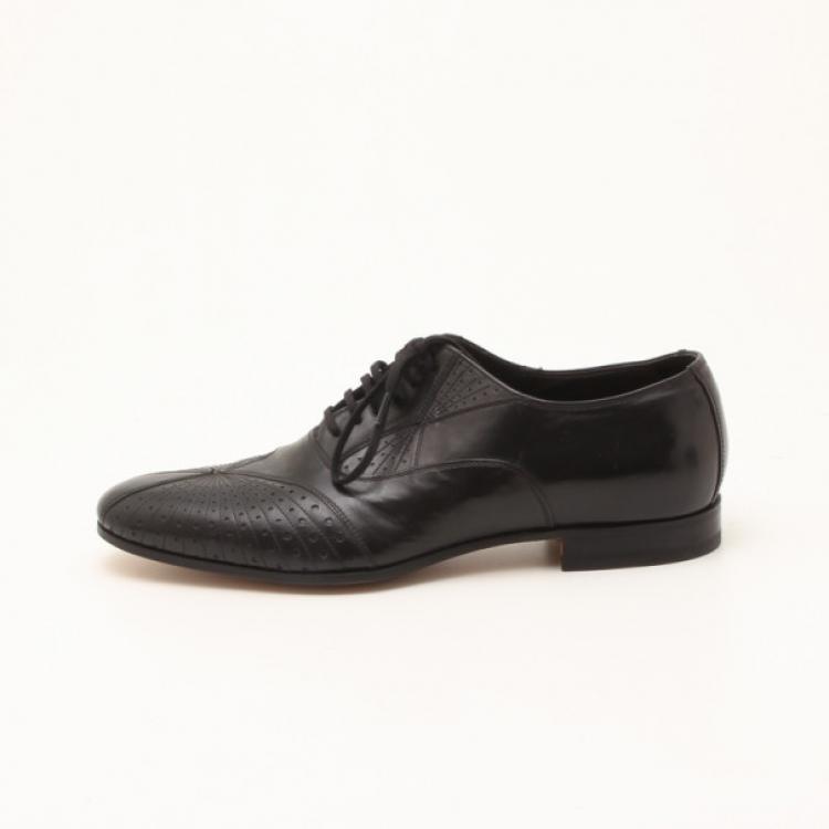 Pre Owned Fendi Black Brogue Lace Up Men Oxfords Size 42