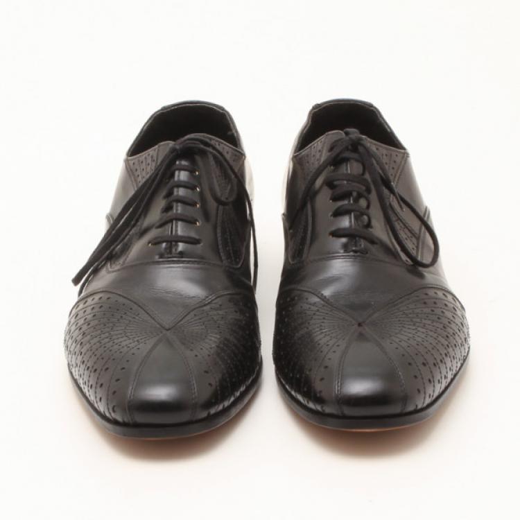 Pre Owned Fendi Black Brogue Lace Up Men Oxfords Size 42