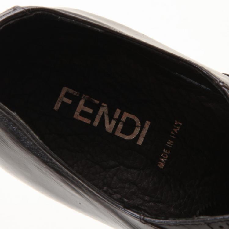 Pre Owned Fendi Black Brogue Lace Up Men Oxfords Size 42