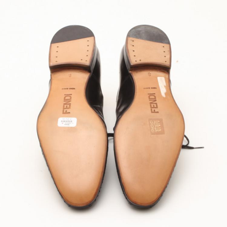 Pre Owned Fendi Black Brogue Lace Up Men Oxfords Size 42