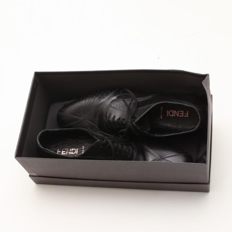 Pre Owned Fendi Black Brogue Lace Up Men Oxfords Size 42