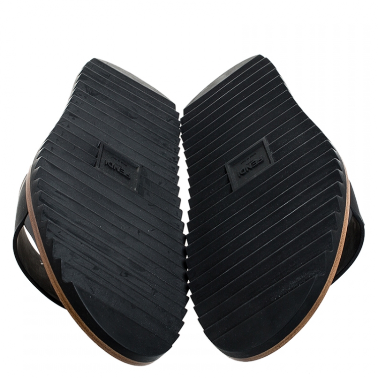 Pre Owned Fendi Black PVC Slide Sandals Size 41