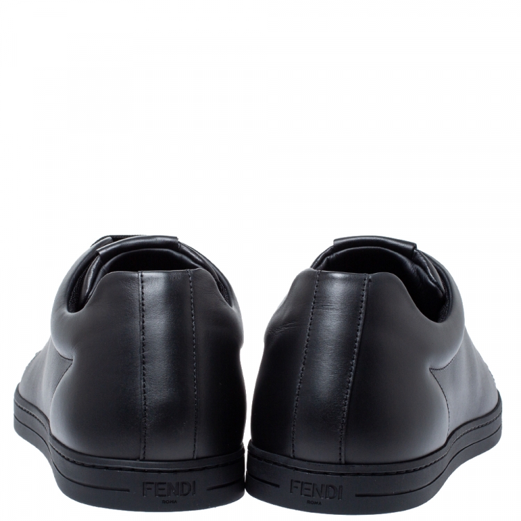 Pre Owned Fendi Black Leather Low Top Sneakers Size 43