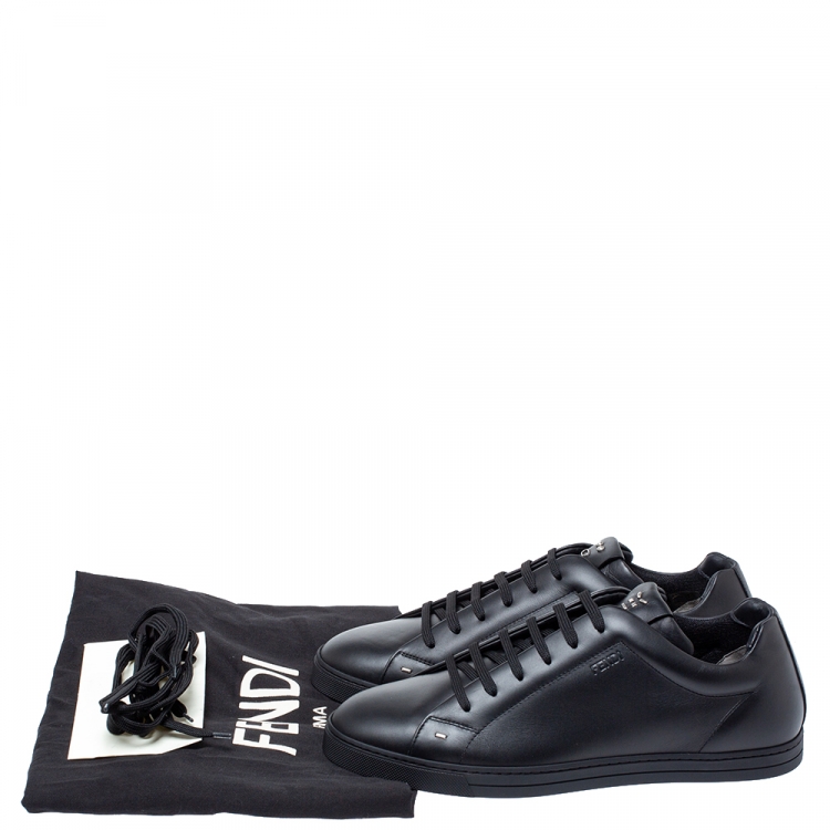 Fendi Black Leather Low Top Sneakers Size 43 Fendi | TLC