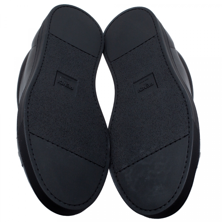 Pre Owned Fendi Black Leather Low Top Sneakers Size 43