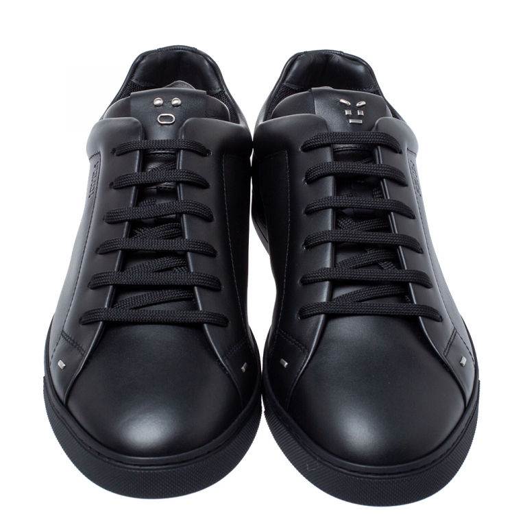 Pre Owned Fendi Black Leather Low Top Sneakers Size 43