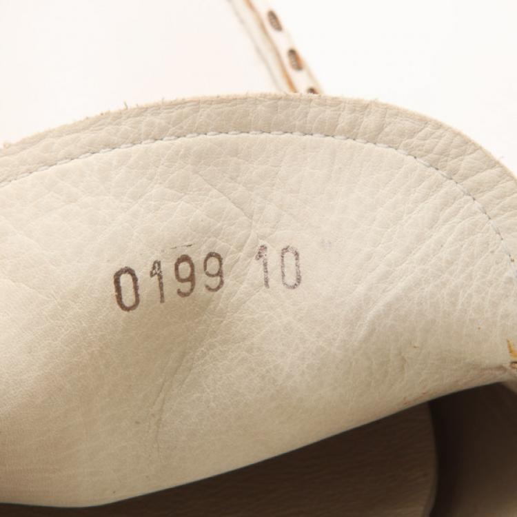 Pre Owned Fendi White Leather Chain Embellished Men's Loafers Size 44