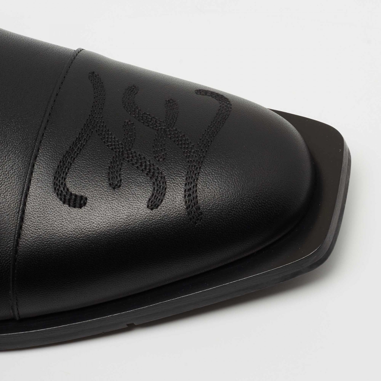 Pre Owned Fendi Black Leather FF Karligraphy Lace Up Derby Size 42.5