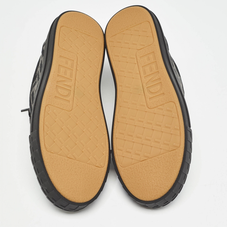مملوكة مسبقًا Fendi Black/Beige FF Canvas Low Top Sneakers Size 40