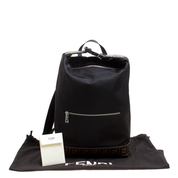 Pre Owned Fendi Black Nylon Zaino Santander Backpack