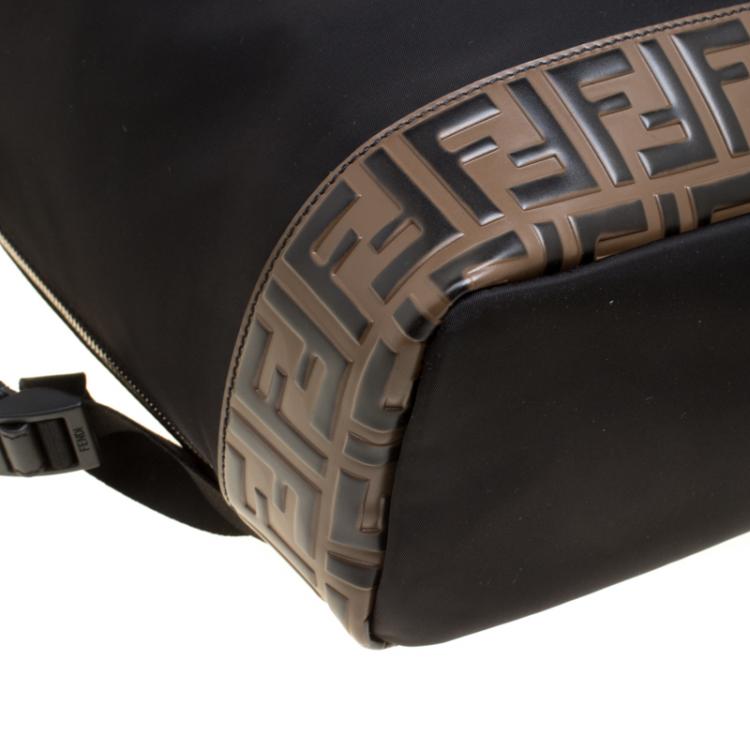 Pre Owned Fendi Black Nylon Zaino Santander Backpack