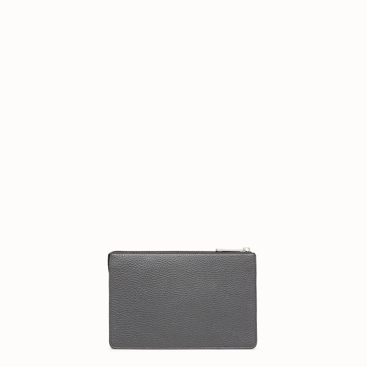 Pre Owned Fendi Grey Romano Leather Clutch