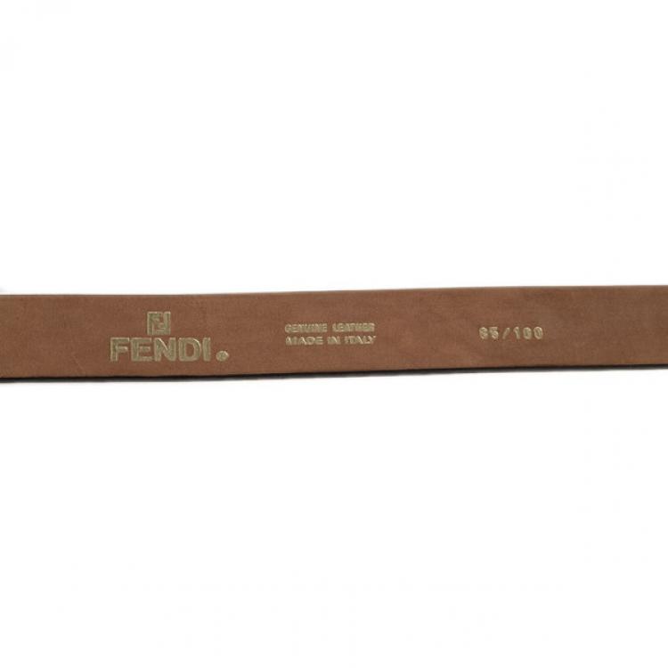 Pre Owned Fendi Black Leather Logo Buckle Belt 100CM