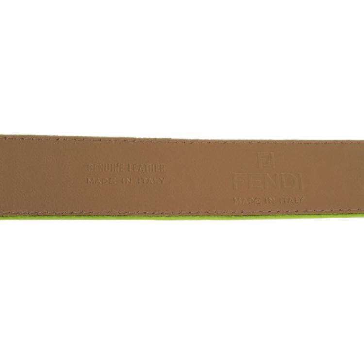 Pre Owned Fendi Zucca Beige Leather Belt 105CM