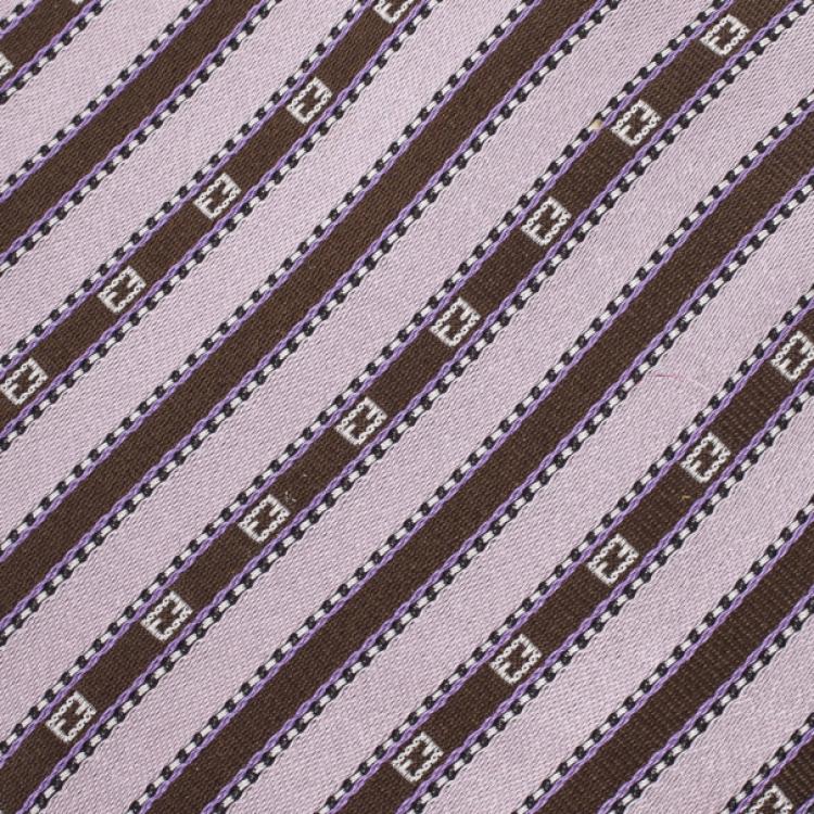 Pre Owned Fendi Striped Silk Tie