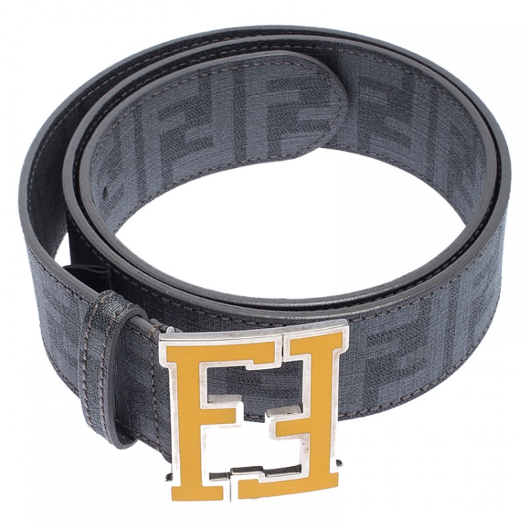Pre Owned  Fendi Grey Zucca Coated Canvas FF Buckle Belt 106CM  