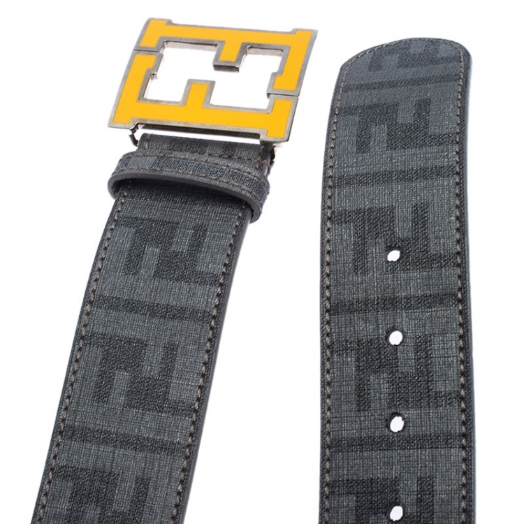 Pre Owned  Fendi Grey Zucca Coated Canvas FF Buckle Belt 106CM  