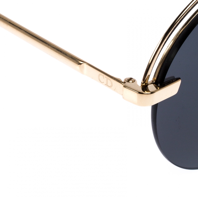 Pre Owned Dior Gold/Black Evolution Aviator Sunglasses