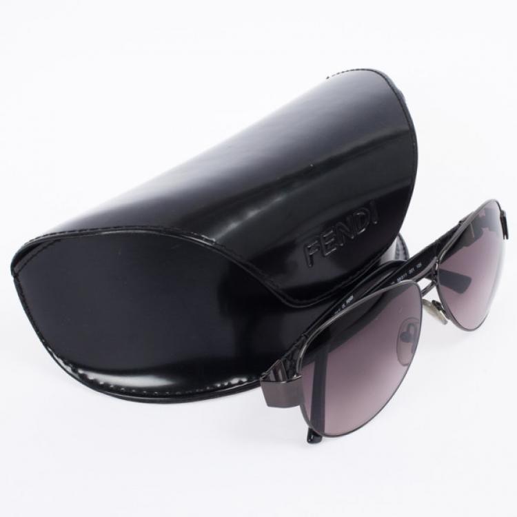 Pre Owned Fendi Black Rimmed Men Aviators