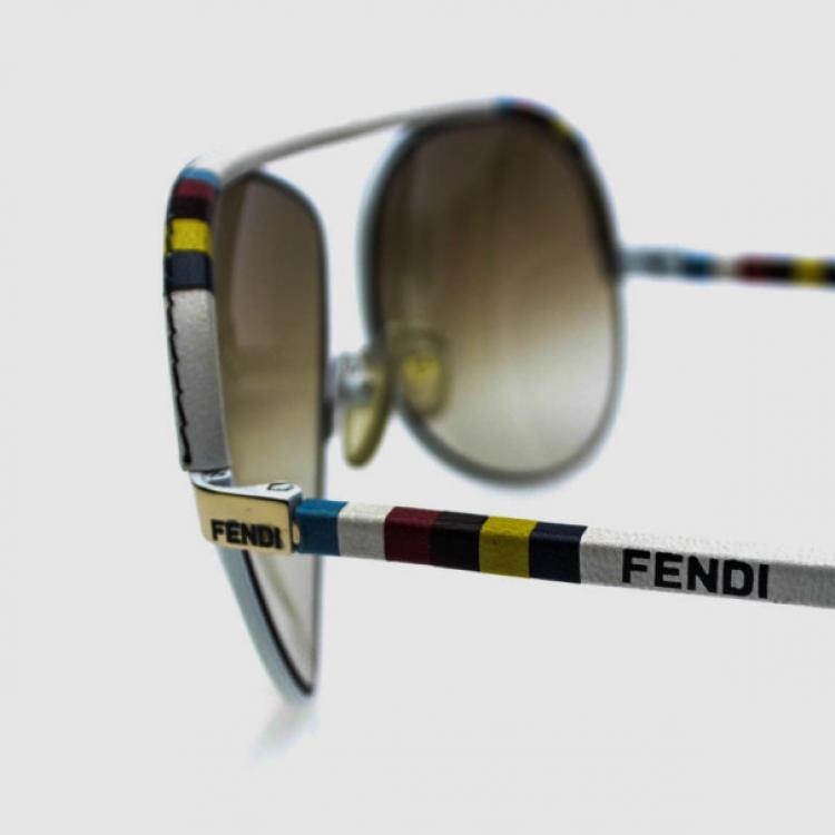 Pre Owned Fendi Limited Edition White Leather Mens Aviators