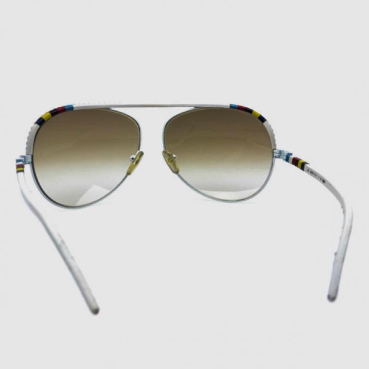 Pre Owned Fendi Limited Edition White Leather Mens Aviators