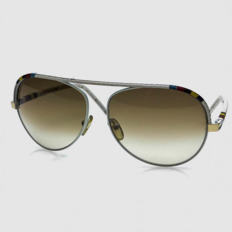 Pre Owned Fendi Limited Edition White Leather Mens Aviators