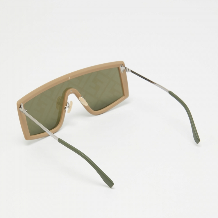 Pre Owned Fendi Green/Black FF M0076/G/S Shield Sunglasses
