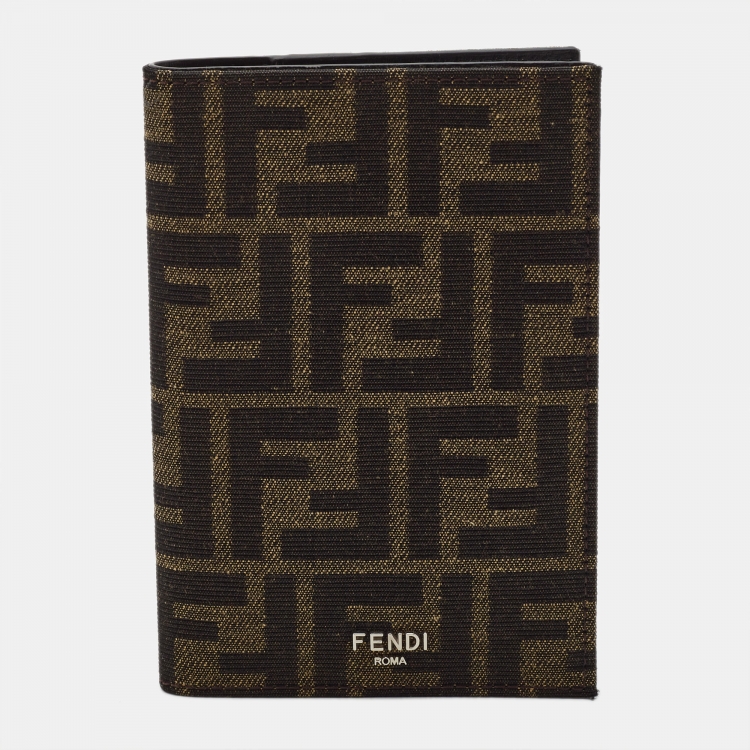 Pre Owned Fendi Tobacco Zucca Canvas Passport Holder