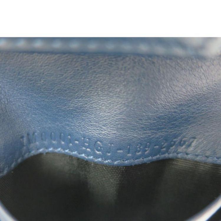 Pre Owned Fendi Navy Blue Leather Bi Fold Wallet