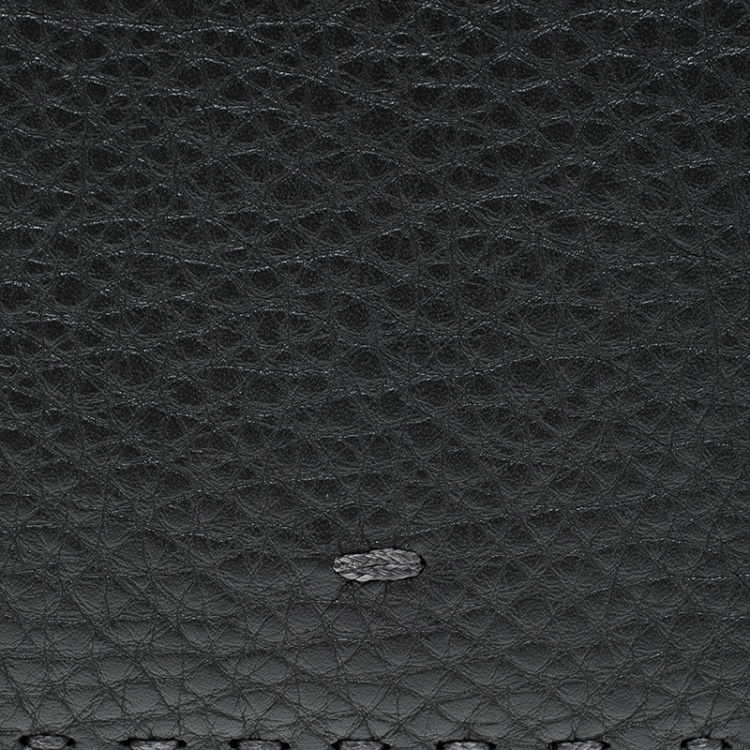 Pre Owned Fendi Dark Grey Selleria Leather Continental Wallet
