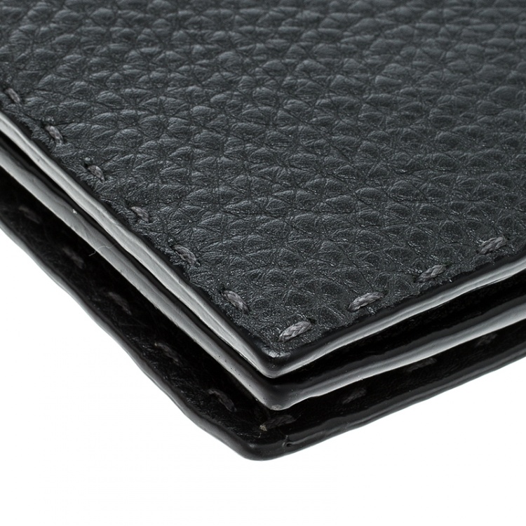 Pre Owned Fendi Dark Grey Selleria Leather Continental Wallet