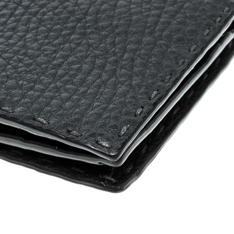 Pre Owned Fendi Dark Grey Selleria Leather Continental Wallet