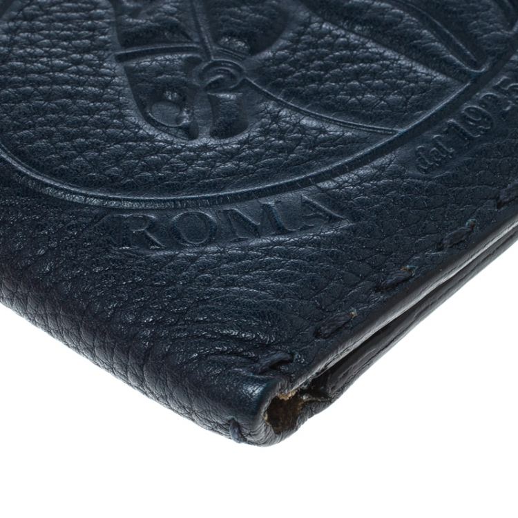Pre Owned Fendi Blue Embossed Leather Selleria Bifold Wallet