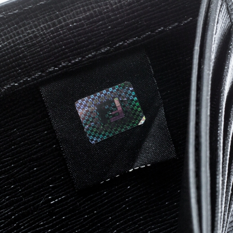 Pre Owned Fendi Black Leather Monster Studs Bi Fold Wallet