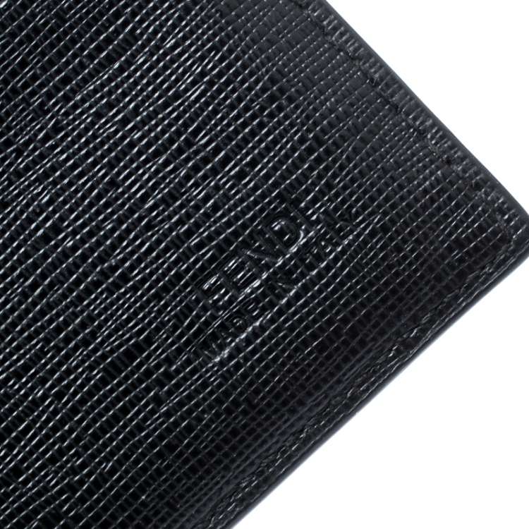 Pre Owned Fendi Black Leather Monster Studs Bi Fold Wallet