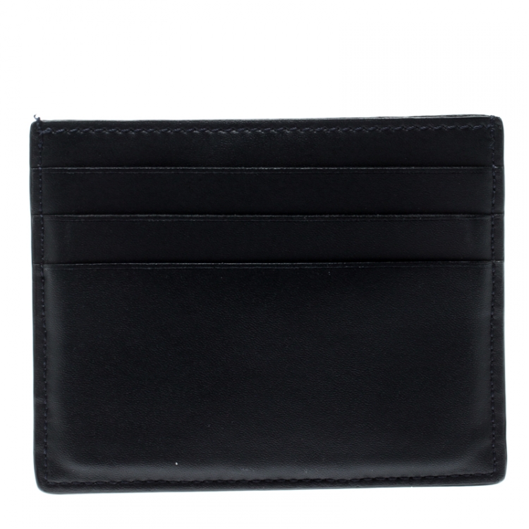 Pre Owned Fendi Black Leather FF Logo Red Stripe Card Case