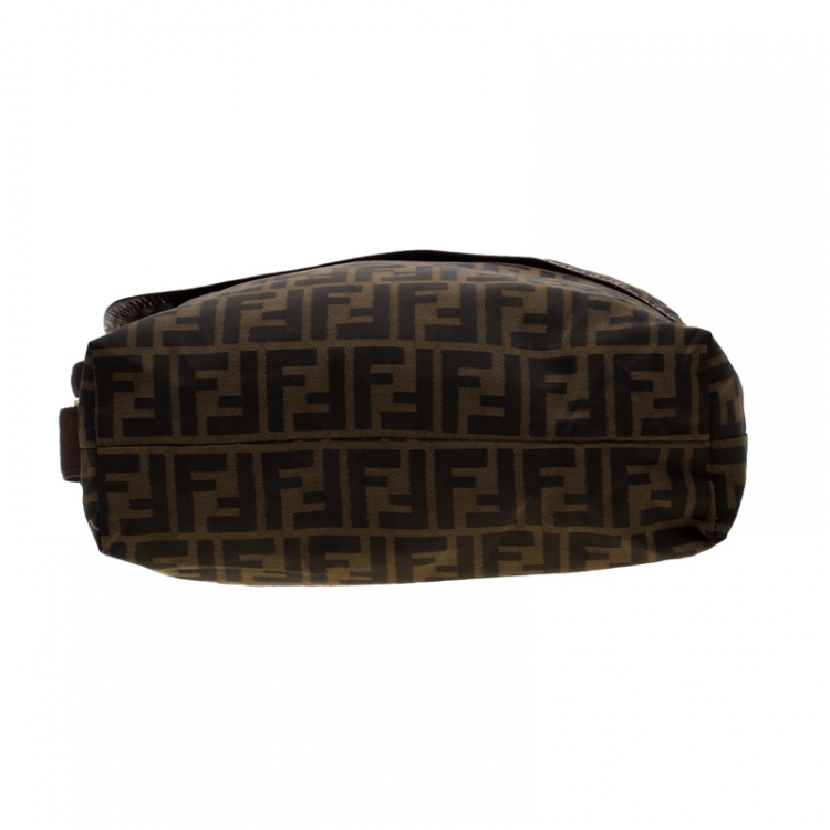 Pre Owned Fendi Tobacco Zucca Nylon Messenger Bag