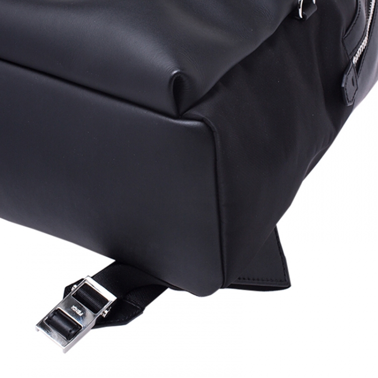 Pre Owned  Fendi Black Nylon and Leather No Words"Backpack